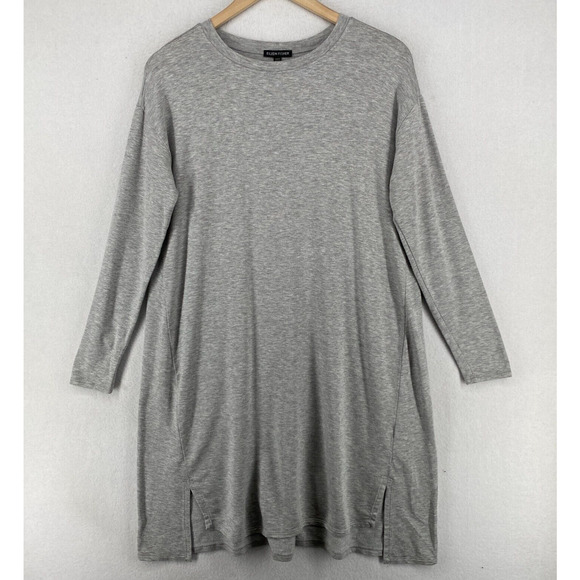 Eileen Fisher Tops - EILEEN FISHER Dress XS Tencel Stretch Terry Tunic Crewneck Long Sleeve Gray USA
